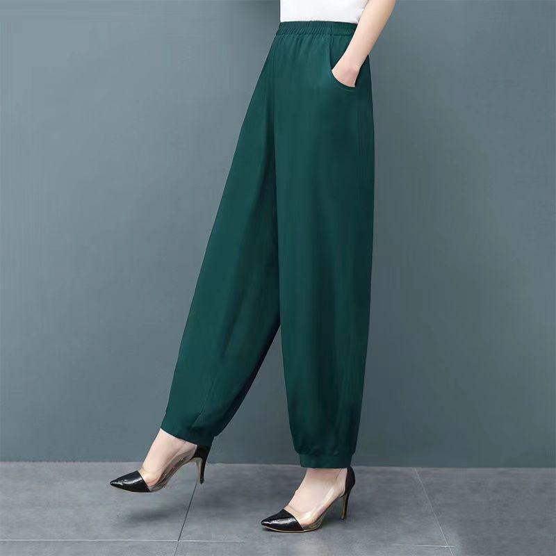 Wide-leg Plus Size Bloomers Spring and Summer Casual Pants Middle-aged and Elderly High-waist Anti-mosquito Loose Trousers