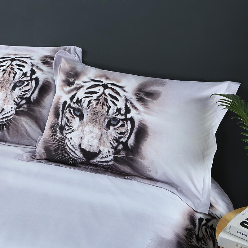 3D Lifelike White Tiger Bedding Set of Duvet Cover Pillowcases Size King,Size Queen,Size Twin