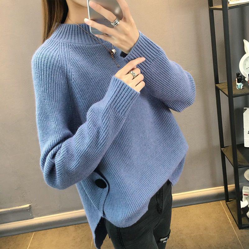 Autumn and Winter Lazy Wind Loose Bottoming Shirt Wearing Turtleneck Sweater Women's Pullover Thick Sweater