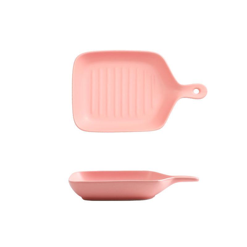 Nordic Tableware Plate Creative Net Celebrity Household Single Handle Bakeware Ceramic Oven with Cute Plates