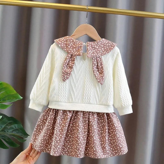 Girls' Autumn Dresses Big Children's Little Girls Fake Two-piece Dress Baby Long-sleeved Princess Dresses