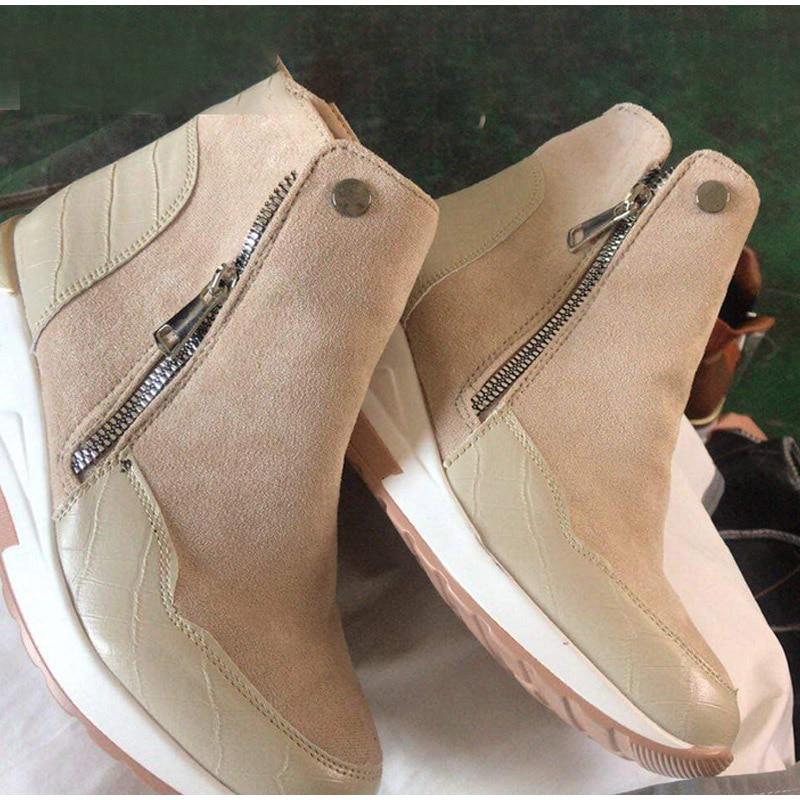 Winter Women Wedge Ankle Boots Casual Comfortable Zipper Sneakers Waterproof High Top Shoes