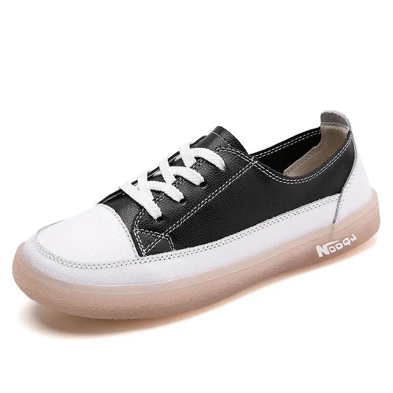 Women's Soft-soled Casual Shoes Autumn White Shoes Sports Shoes Real Cowhide Shoes Flat Shoes Student Shoes Mother Shoes