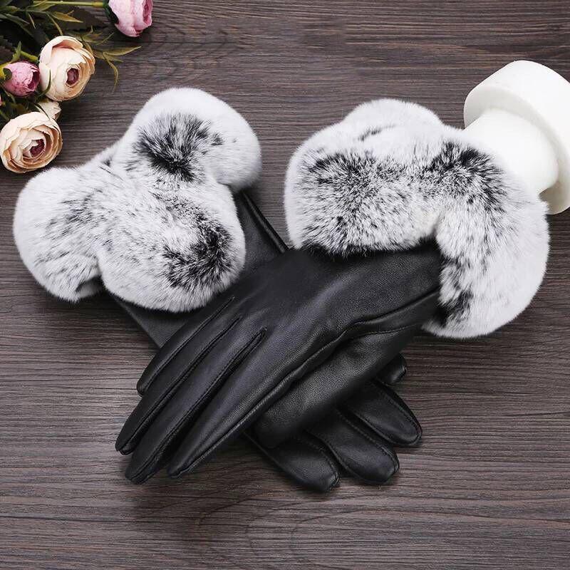 Winter Warm Leather gloves Thick gloves Woman fashion gloves Plush Cotton gloves Windproof gloves