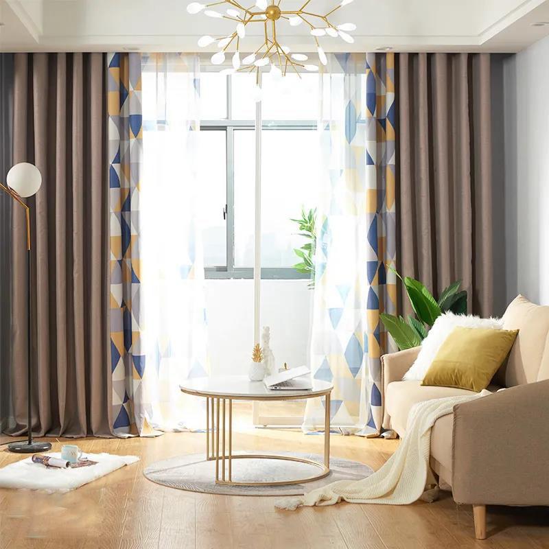 Finished Curtains, Living Room, Bedroom, Balcony, Bay Window, Sunshade and Sunscreen, Nordic Style Thickened Blackout Curtains (150×270cm)