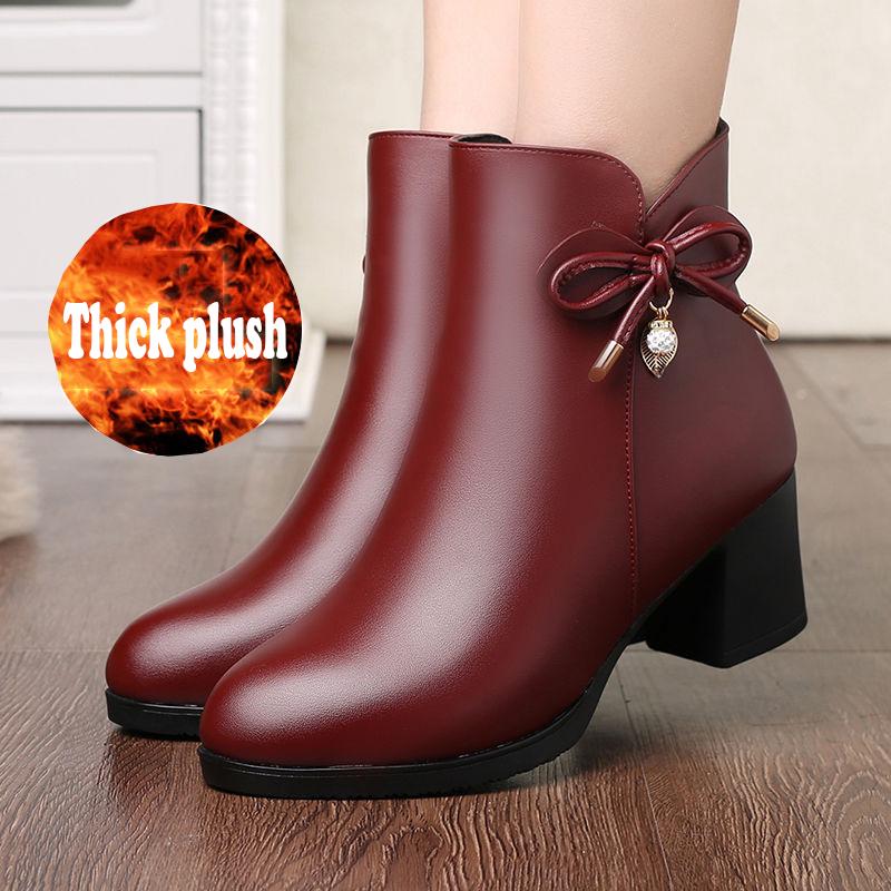 Boot Women Ankle Boots Winter Booties Leather Women's Ankle Boots Female Footwear