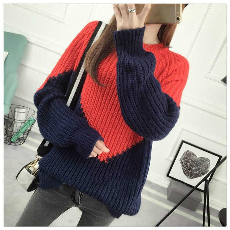 Autumn and Winter Solid Color Long-sleeved Large Size Cashmere Sweater Round Neck Sweater Female