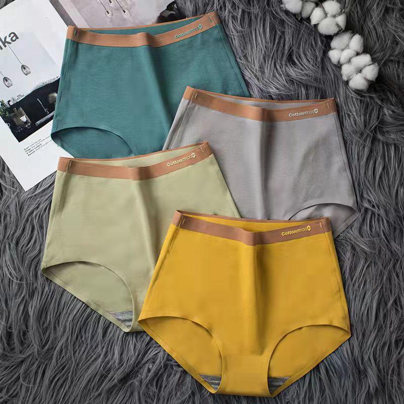 3PCS High Waist Underwear Women's Cotton Antibacterial Seamless Belly Tightening Plus Size Breathable Briefs