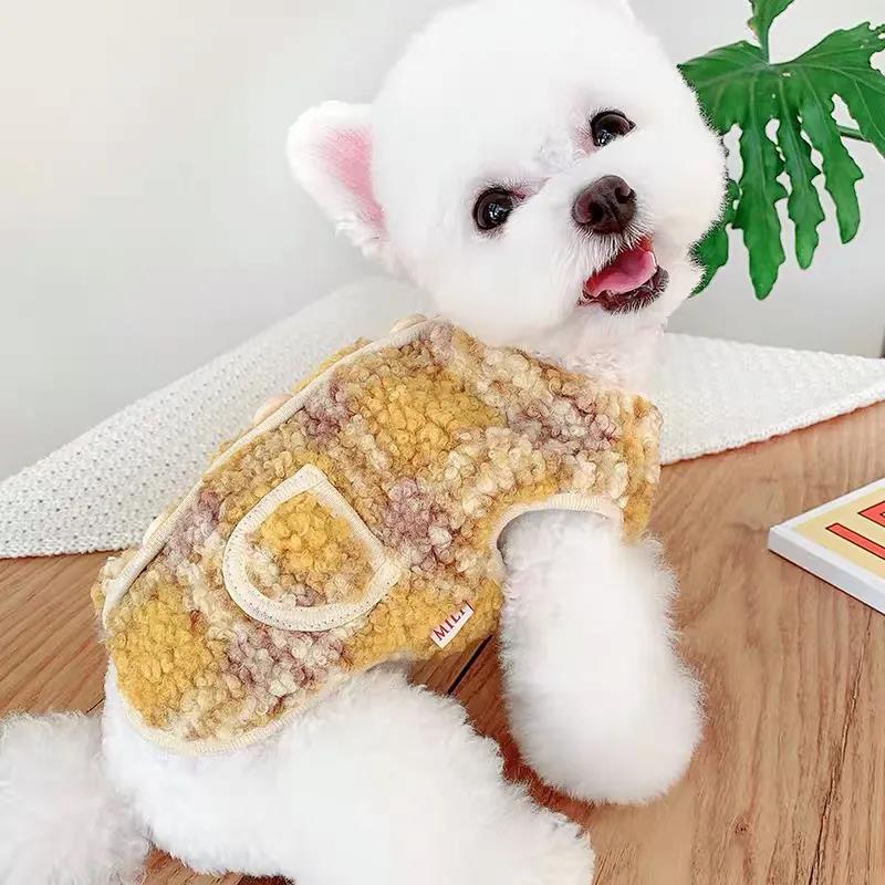 Autumn and Winter Clothes Pet Vest Bichon Teddy Cat Small Dog Puppy Clothes Dog Coats Jackets Soft Fleece Warm Thick Sleeveless Jumpsuit Outdoor Cloth