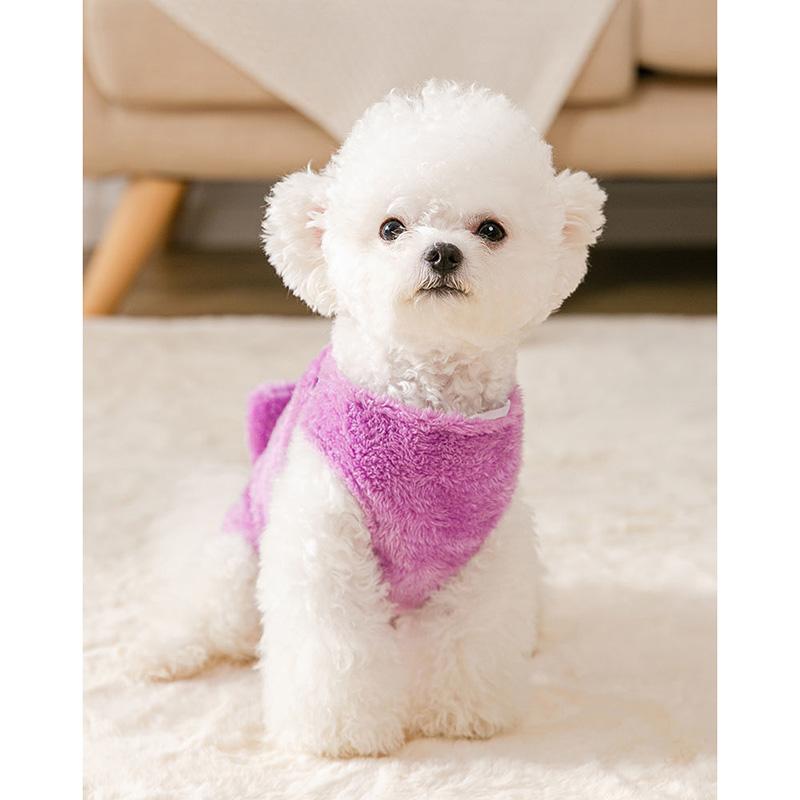 Autumn and Winter Puppy Dog's Clothes Vest Bow Fleece Vest Teddy Small Dog Two-legged Cat Clothes Pet Clothing Solid Comfortable Puppy's Jumpsuit