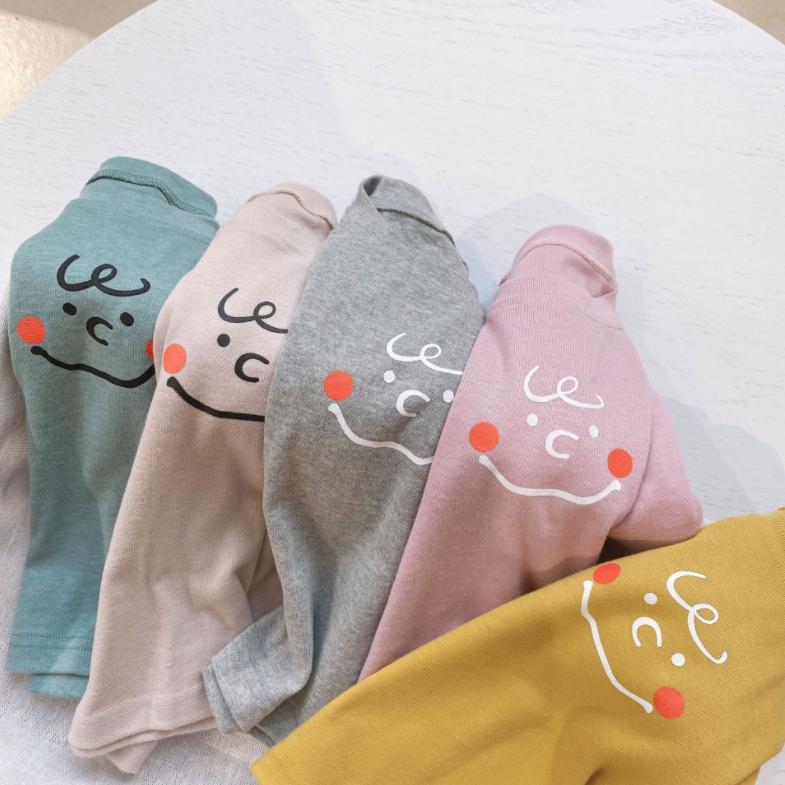 Summer Kids Cute Printing Smiling Face T Shirts Short Sleeve Tops Korean Style O-neck Loose T Shirts for Children Girls