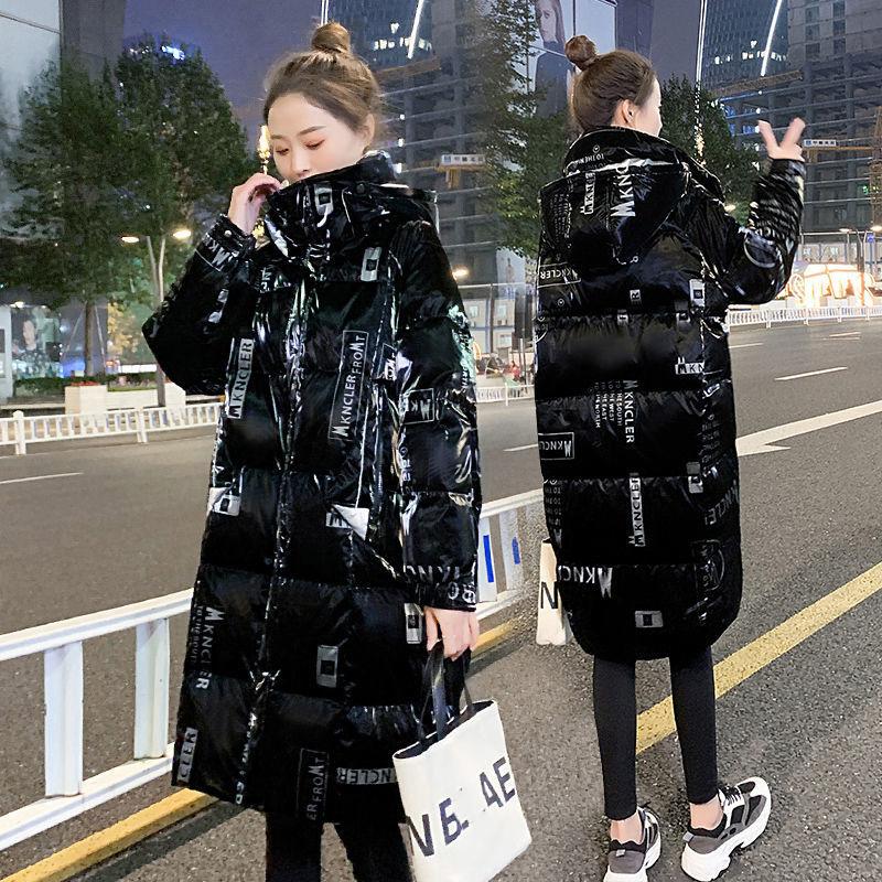 Women's Down Padded Jacket Bright Face Wash-free Loose Loose Mid-length Women's Thick Padded Jacket Jacket Stand Collar Hooded Loose Padded Jacket