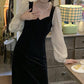 Women's Autumn and Winter Long Velvet Dress Female Vintage Elegant Long Sleeve Slim Party Dress