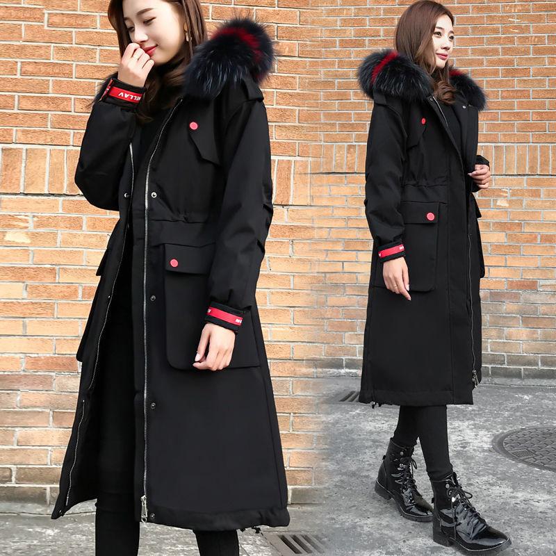 Large Fur Collar Down Padded Jacket Women's Mid-length Winter Padded Coat Thicker Overcoming Coat Over The Knee Padded Jacket