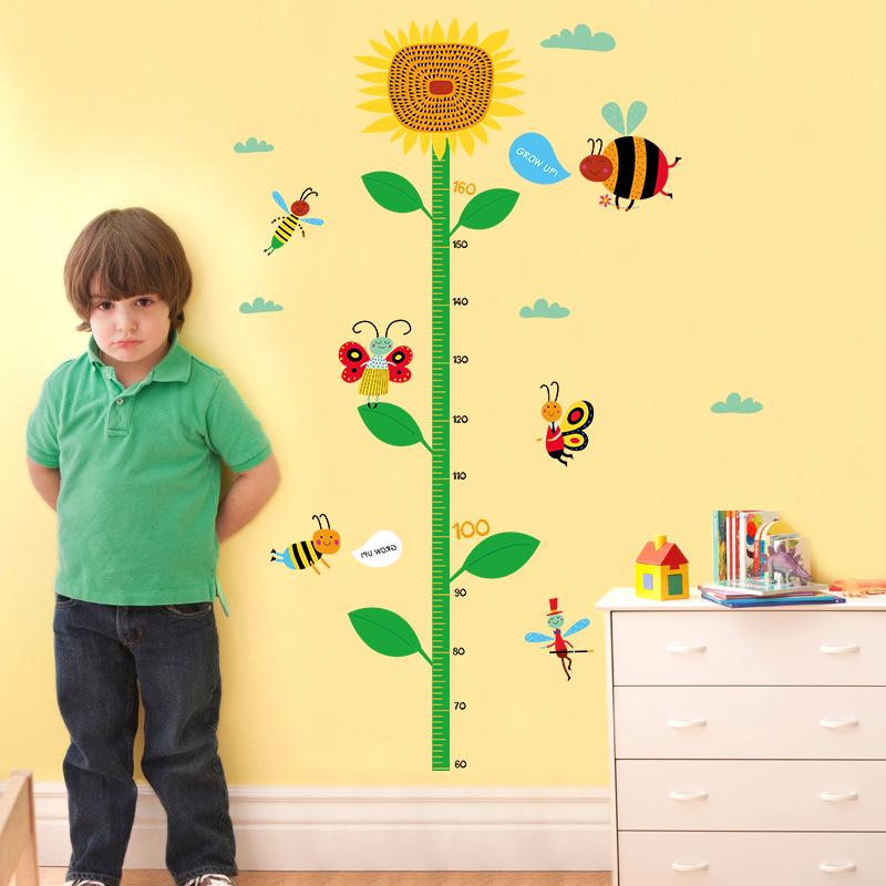 Bee sunflower height stickers kindergarten classroom background decorative wall stickers