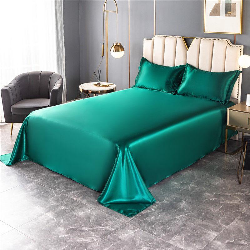 1.8m/2m Queen King Bed Sheet Summer Washable Ice Silk Sheets Silky Bedding