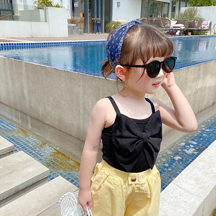 Summer Kids Cute Solid Vest Sleeveless Tops Korean Style Slash Neck Slim Camisole Inside Out for Children Girls