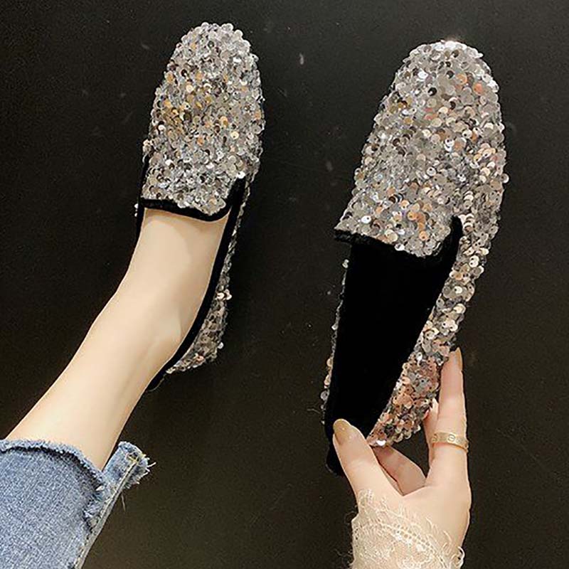 Rhinestone Society Women's Shoes Spring and Summer Korean Style One-legged Peas Shoes Pumps