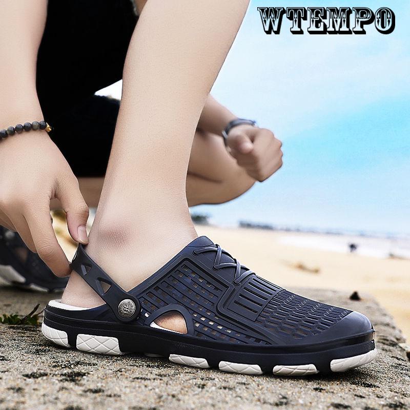 New Summer Hole Shoes Men's Slippers Casual Fashion Half Slippers Slip Lazy Beach Shoes Sandals