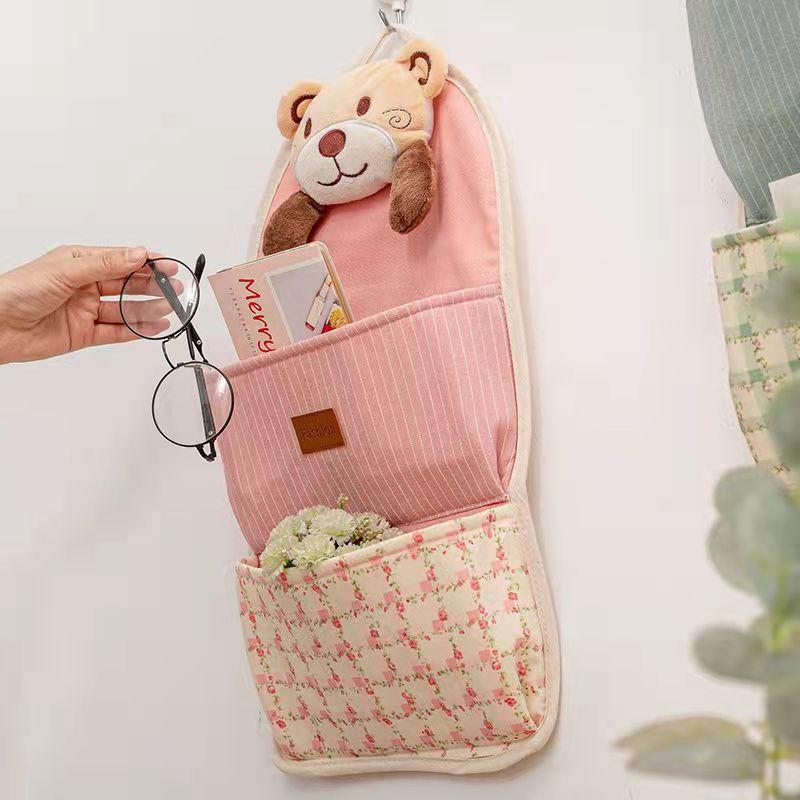 Multi-pocket Lovely Fabric Sundry Storage Bag Dormitory Door Back Wall Hanging Bag Cell Phone Key Storage Hanging Bag Home Organizer