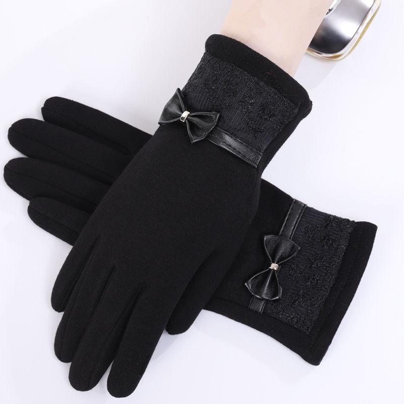 Trend fashion gloves Plush Cotton gloves Windproof gloves Winter Warm gloves Leather gloves Woman