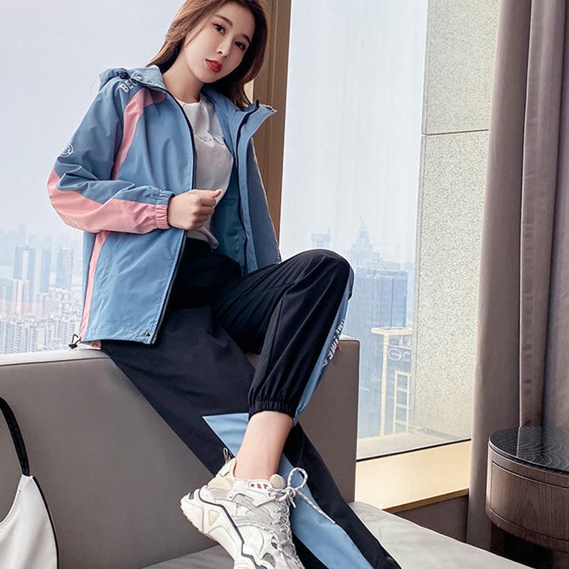 Sports Suit Women's Spring and Autumn Korean Version of The Jacket Fitness Jacket Leisure Two-piece Gym Yoga Clothes