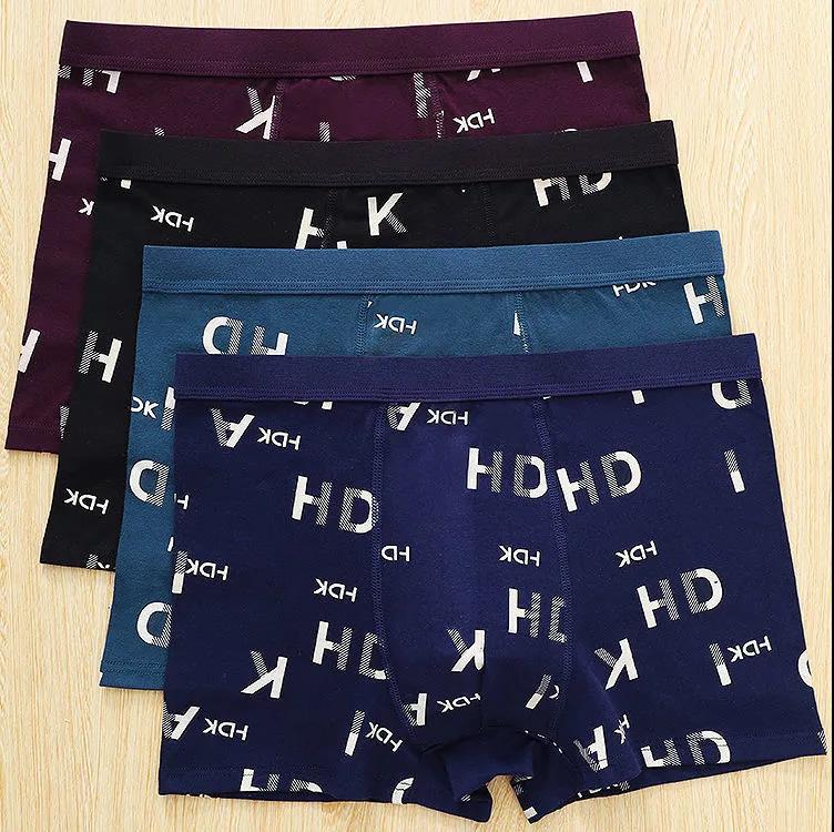 4 Pack Cotton Antibacterial Men's Underwear Boxer Comfortable Breathable Large Size Boxer Briefs Men's Shorts