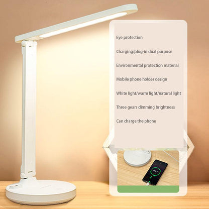 LED Desk Lamp Eye Protection Study Bedroom Learning Artifact USB Charging Plug-in Smart Stepless Dimming Dormitory Lamp