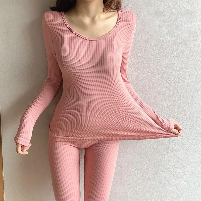 Thermal Underwear Ladies Autumn Clothes Long Pants Suit Autumn and Winter Two-piece Suit Wear Thin Bottoming Shirt Students