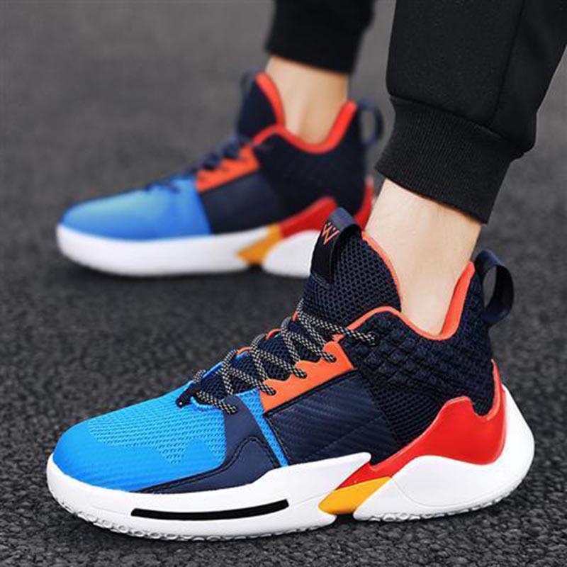 Plus Size 39-45 Summer Men High-top Sneakers Women Casual Running Basketball Shoes Students Breathable Shockproof Non-slip Shoes