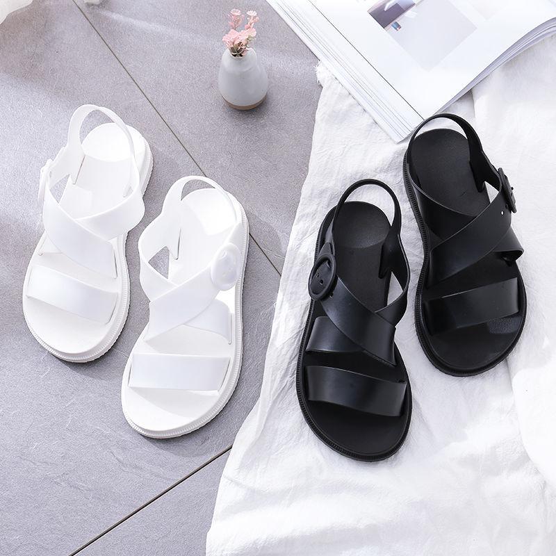 New Plastic Sandals Female Summer Thick Bottom Non-slip Waterproof Rubber Shoes Flat Bottom