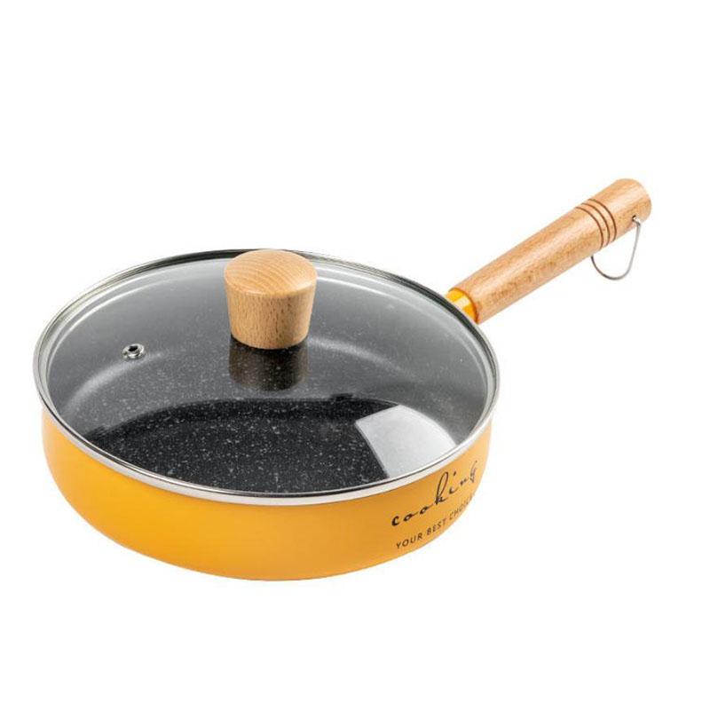 Mai Rice Stone Ceramic Small Frying Pan Wok Cooking Household Pot Flat Non-stick Pot Kitchen Utensils with Cover