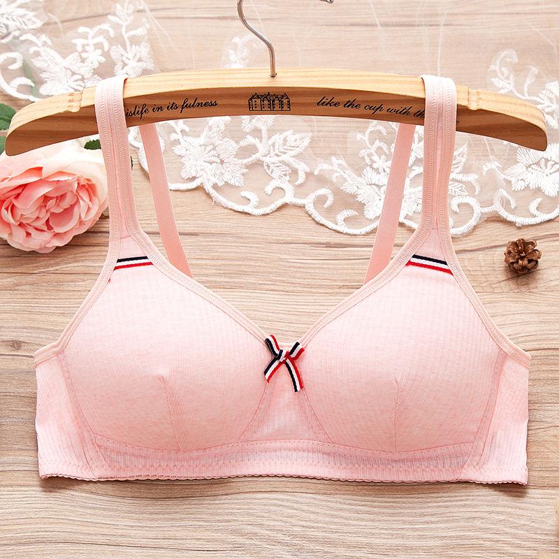 Fixed Double Shoulder Strap Girls Bra Sexy Bra Without Steel Ring Gathering Thin Japanese High School and College Students' Underwear