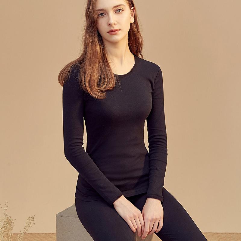 Women Winter Autumn Warm Clothes Thermal Underwear O-neck Tops Pants Female Tight Suit Thicken Windproof Soft Lining Long Sleeve High Elasticity Slim