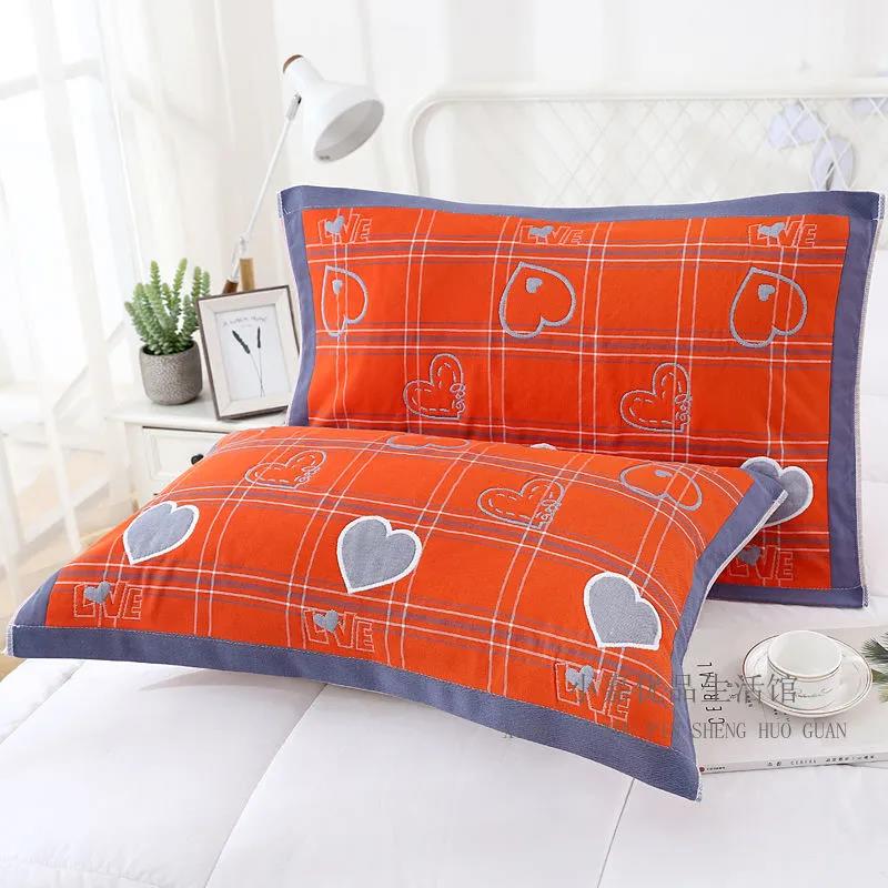 Two-piece Pillowcase Retro Printing Pillowcase Home Bedroom Single Double Thick Encryption Pillow Towel