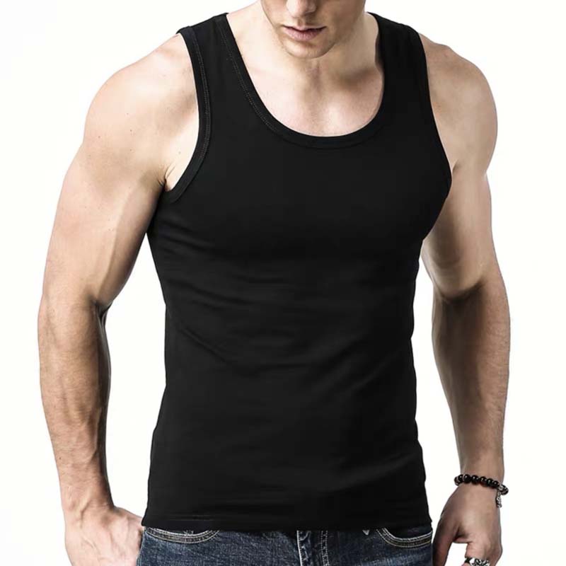 Summer Men's Cotton Vest Youth Breathable Sports Fitness Slim Stretch Top