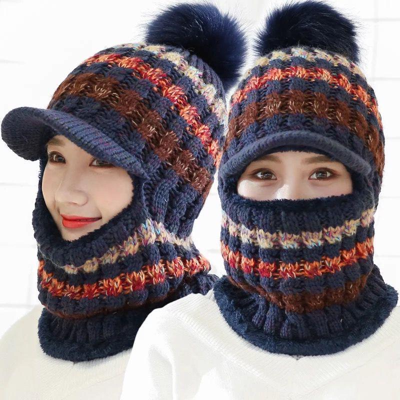 Autumn winter Warm hat Thick hat Fashion Woman hat Plush Cotton hat Trendy wild hat Windproof hat