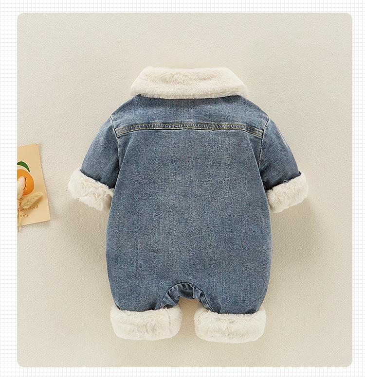 Baby Cowboy Bodysuit Autumn and Winter New Baby Handsome Cute Clothes Early Winter Plush Ha Clothes Go Out To Hold Clothes