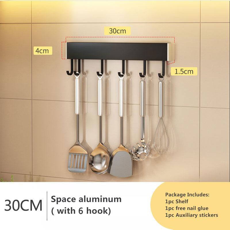 Kitchen Wall Hanging Rack Hook Wall Hook Rack Row Hook Stick Hook Kitchenware Rack Towel Rack Spatula Spoon Rack Rag Hook