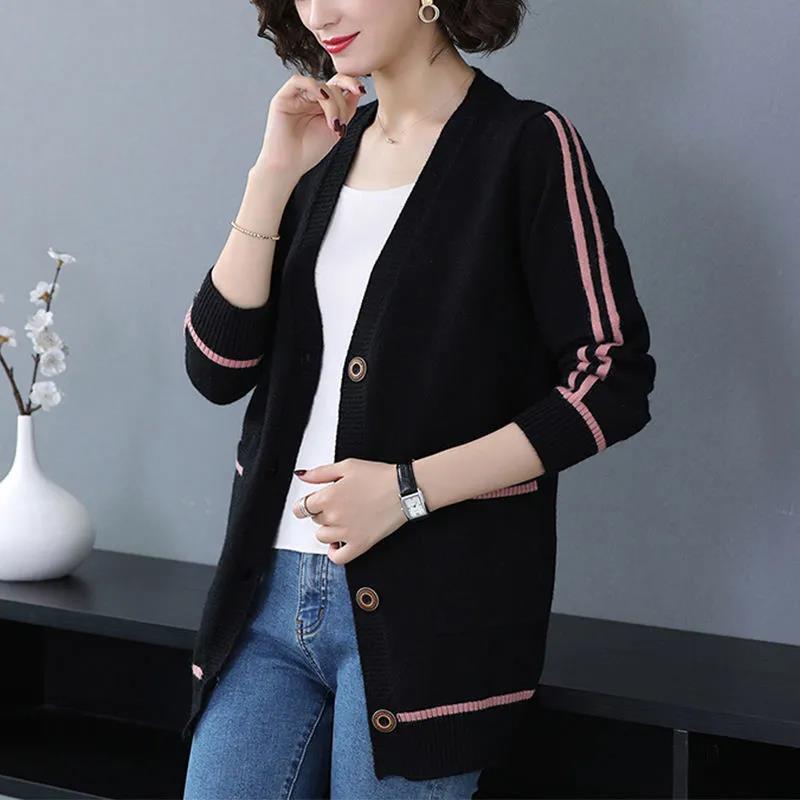 Sweater Coat Women's Medium Long Loose Large Size Spring Outer Shawl Knitted Cardigan