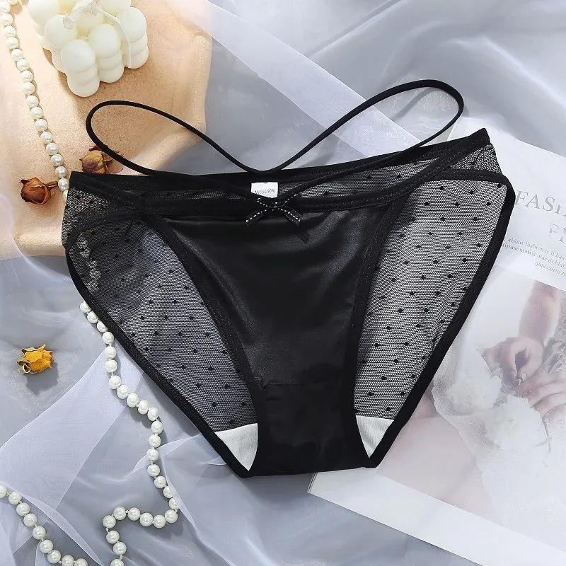 4Pcs/Set Underpants Women's Seamless Sports Transparent Panties Girl's Breathable Lace Cotton Crotch Strap Thin Briefs