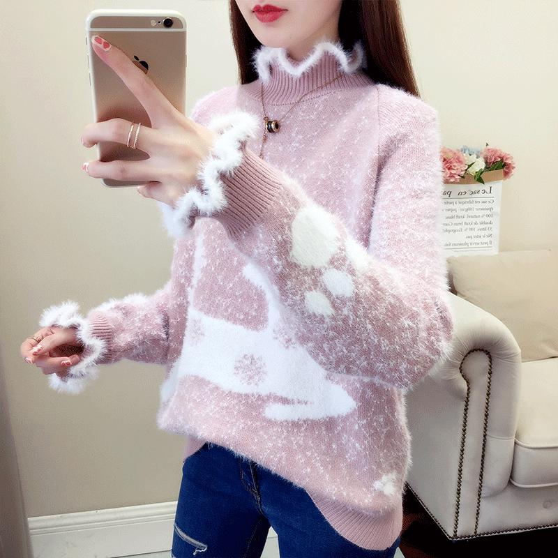 Sweater Women Pullovers Long Sleeve Pull Femme Turtleneck Women Sweaters Pullovers Chirstmas Sweater