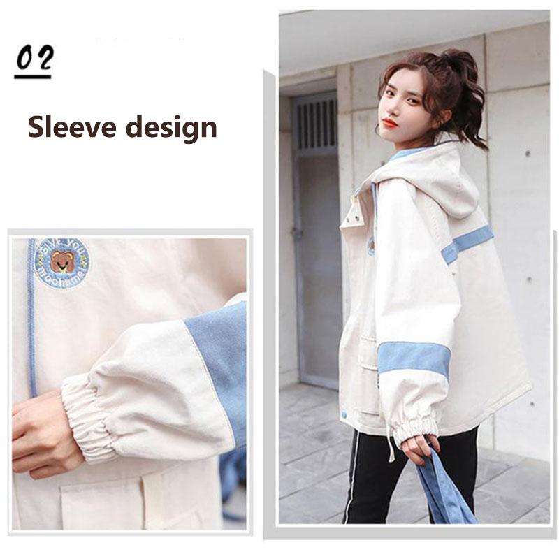 Spring and Autumn Loose All-match Zipper Shirt Hooded Temperament Western Style Tooling Jacket Jacket Women