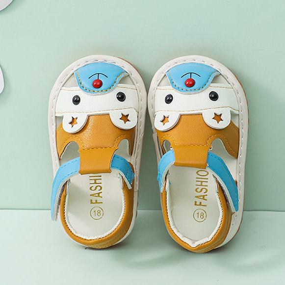 Baby's Summer Sandals Soft Soled Baby Walking Cartoon Sounding Shoes Children's Antiskid and Kickproof Flat Shoes