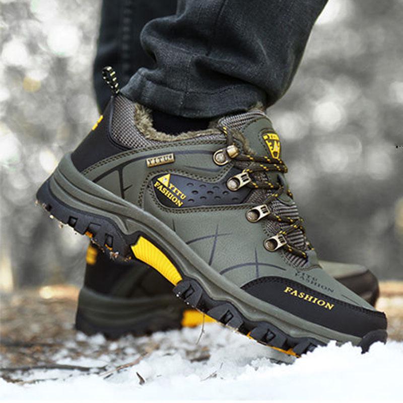 Men Winter Snow Boots Waterproof Leather Sneakers Super Warm Men's Boots Outdoor Male Hiking Boots Work Shoes