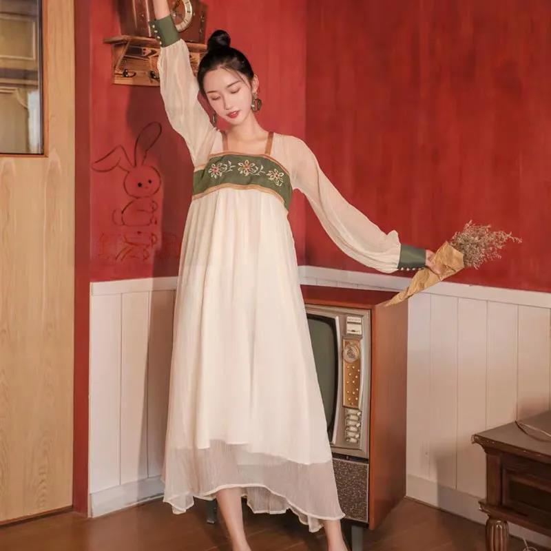 Literary and Artistic Retro Chinese Style Antique Chest Full-chested Hanfu Improved Dress Female Han Elements