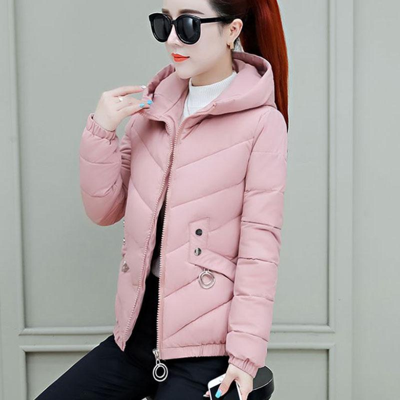 Winter Women's Down Jacket Korean Style Slim Short Hooded Warm Thick Cotton Jacket