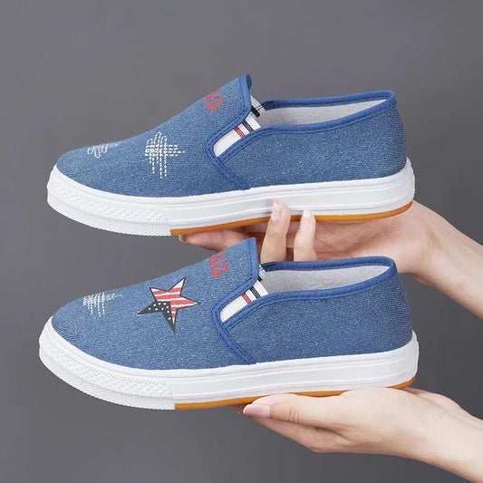 Spring and Autumn Slip on Old Beijing Cloth Flat Shoes Women's Non-slip Canvas Shoes Soft Bottom Flat Sneakers