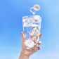 480ml Glass Water Bottle with Straw Cartoon Clouds Straw Cup Leakproof Portable Drinking Bottle with A Sealing Cap Lid