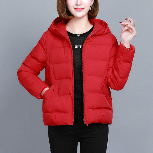 Autumn and Winter Fashion Plus Size Jacket Loose Wild Short Cotton Jacket Pure Color Simple Female Cotton Jacket